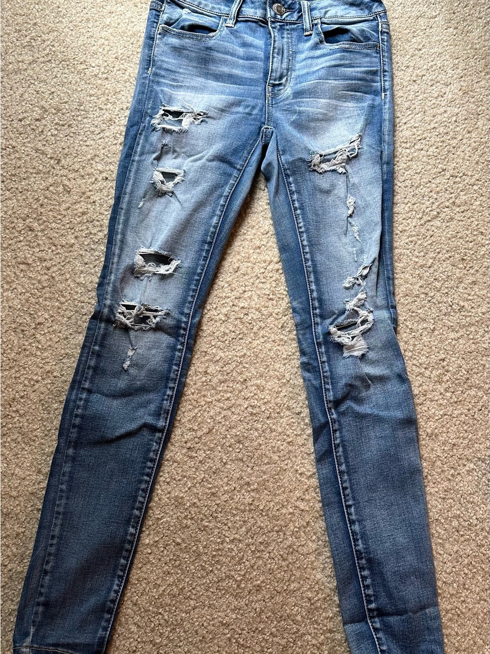 American Eagle Outfitters Light Blue Ripped Skinny Jeans